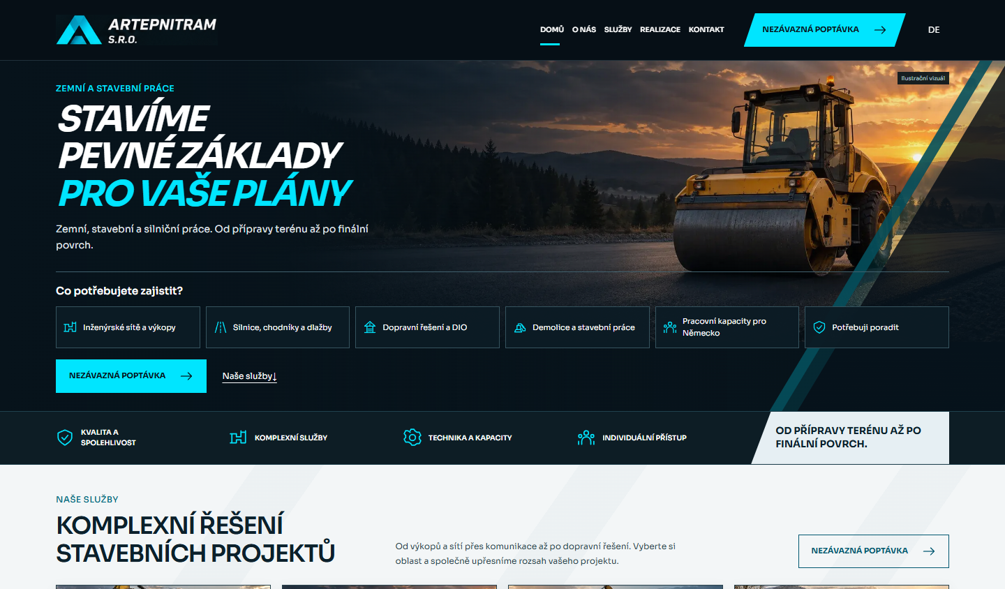 Screenshot der umgesetzten ARTEPNITRAM-Website aus einer getesteten Arbeitsversion. Das Projekt wird weiterentwickelt.